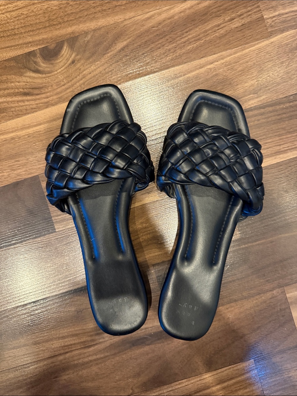 Black Braided Slide Sandals